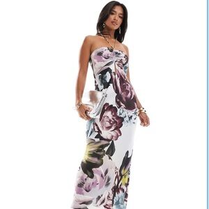 ASOS PETITE Floral Strapless Maxi Dress
